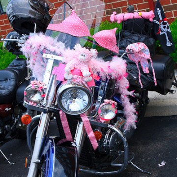 Womens Motorcycle Rally – Pink Bra on Bike