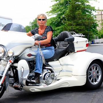 Woman Motorcycle Rider at Rally