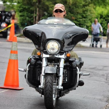 Woman on Black Motorcycle