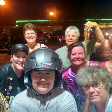Women Bikers take Selfie at Motorcycle Rally